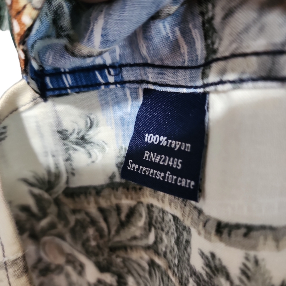 Crafton barrel men's large Palm tree, short sleeve Island  shirt button down. - Picture 3 of 7
